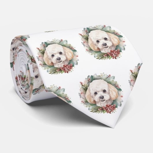 Poedel Kerstkrans Feestelijke Pup Stropdas (Opgerold)