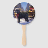 Poedel Kerstmis Feestelijk Seizoen Handwaaier (Voorkant)