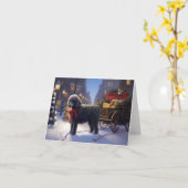 Poedel Kerstmis Feestelijk Seizoen Kaart (Gele Bloem)