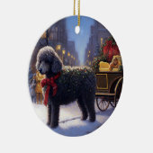 Poedel Kerstmis Feestelijk Seizoen Keramisch Ornament (Rechts)