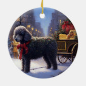 Poedel Kerstmis Feestelijk Seizoen Keramisch Ornament (Achterkant)