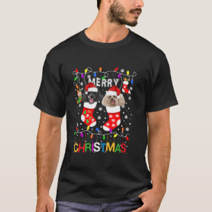 Poedel Kerstmis Grappige Hond in sok Pyjama Lang S T-shirt