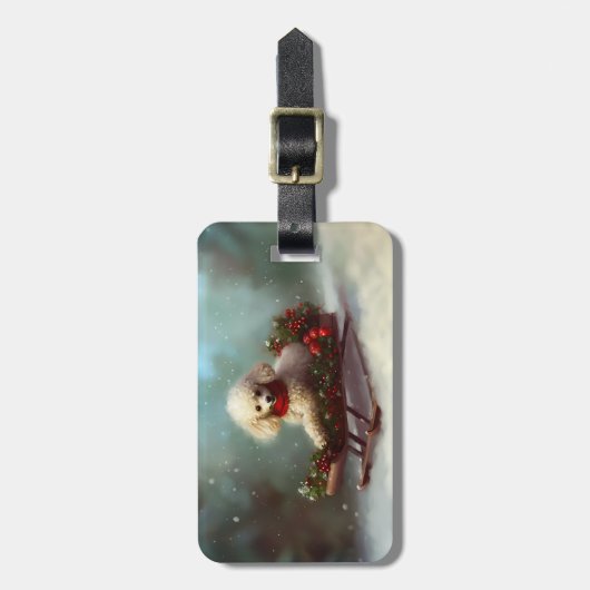 Poedel Kerstmis sneeuw winter Bagagelabel (Voorkant verticaal)