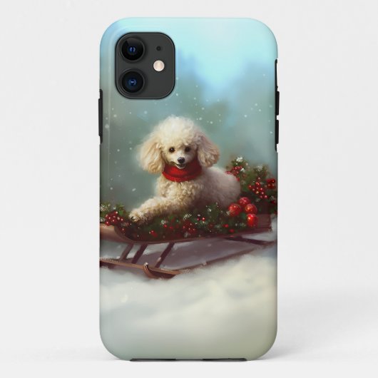 Poedel Kerstmis sneeuw winter Case-Mate iPhone Case (Achterkant)