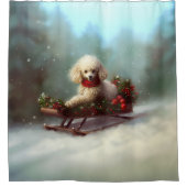 Poedel Kerstmis sneeuw winter Douchegordijn (Voorkant)
