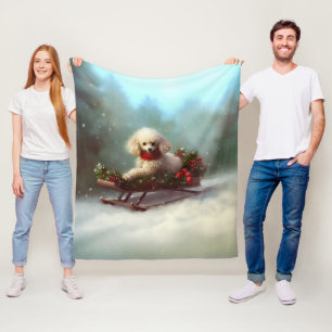 Poedel Kerstmis sneeuw winter Fleece Deken