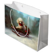 Poedel Kerstmis sneeuw winter Groot Cadeauzakje (Achterkant Gekanteld)