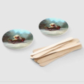 Poedel Kerstmis sneeuw winter Handwaaier (Niet-gemonteerd)