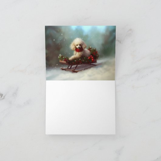 Poedel Kerstmis sneeuw winter Kaart (Binnen)