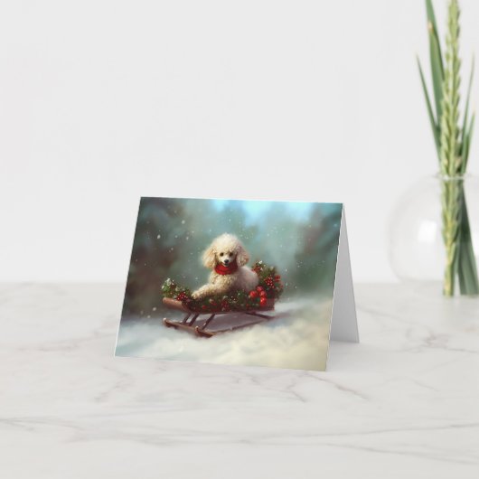Poedel Kerstmis sneeuw winter Kaart (Voorkant)