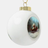 Poedel Kerstmis sneeuw winter Keramische Bal Ornament (Links)