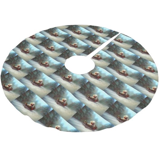 Poedel Kerstmis sneeuw winter Kerstboom Rok (Gekanteld)