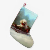 Poedel Kerstmis sneeuw winter Kleine Kerstsok (Voorkant (Hangend))