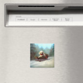 Poedel Kerstmis sneeuw winter Magneet (Insitu (Vaatwasser))