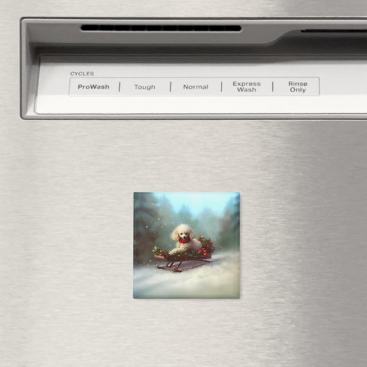 Poedel Kerstmis sneeuw winter Magneet (Insitu (Vaatwasser))