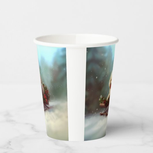 Poedel Kerstmis sneeuw winter Papieren Bekers (Links)