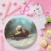 Poedel Kerstmis sneeuw winter Papieren Bordje (Feest)