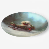 Poedel Kerstmis sneeuw winter Papieren Bordje (Gekanteld)