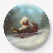 Poedel Kerstmis sneeuw winter Papieren Bordje (Voorkant)