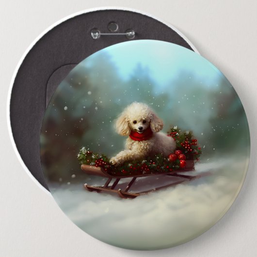 Poedel Kerstmis sneeuw winter Ronde Button 6,0 Cm (Voorkant /achterkant)