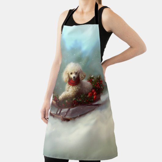 Poedel Kerstmis sneeuw winter Schort (Insitu)