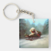 Poedel Kerstmis sneeuw winter Sleutelhanger (Voorkant)