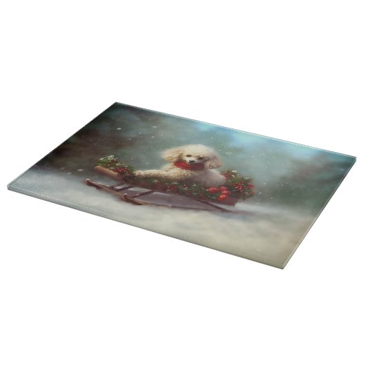 Poedel Kerstmis sneeuw winter Snijplank (Hoek)