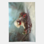 Poedel Kerstmis sneeuw winter Theedoek (Verticaal)