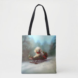 Poedel Kerstmis sneeuw winter Tote Bag