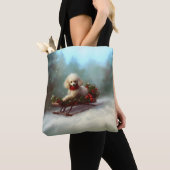 Poedel Kerstmis sneeuw winter Tote Bag (Dichtbij)