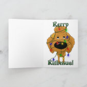 Poedel - kerstverlichting feestdagen kaart (Binnen)