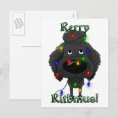 Poedel - kerstverlichting feestdagenkaart (Voorkant / Achterkant)