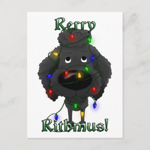 Poedel - kerstverlichting feestdagenkaart