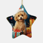 Poedel kerstversiering, cadeau voor Hondenliefhebb Keramisch Ornament (Rechts)