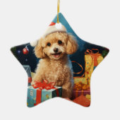 Poedel kerstversiering, cadeau voor Hondenliefhebb Keramisch Ornament (Voorkant)