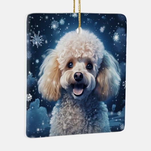 Poedel kerstversiering, cadeau voor Hondenliefhebb Keramisch Ornament (Rechts)