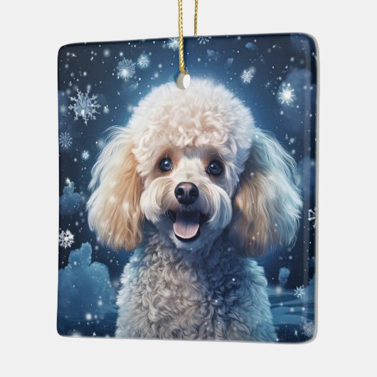 Poedel kerstversiering, cadeau voor Hondenliefhebb Keramisch Ornament (Links)