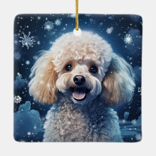Poedel kerstversiering, cadeau voor Hondenliefhebb Keramisch Ornament (Achterkant)