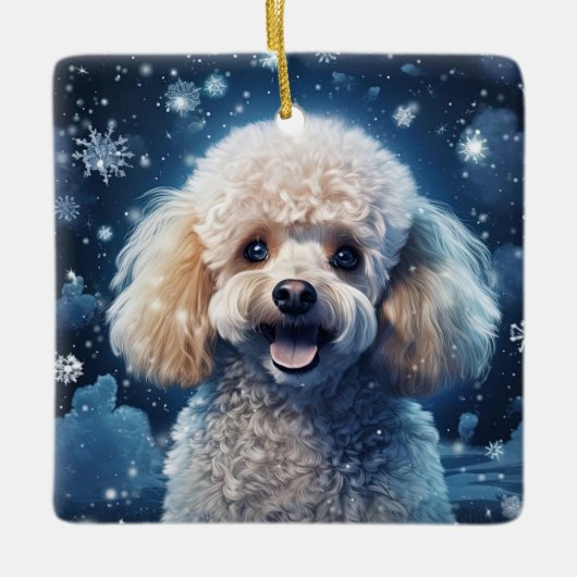 Poedel kerstversiering, cadeau voor Hondenliefhebb Keramisch Ornament (Voorkant)