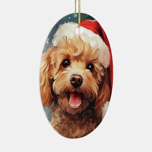 Poedel kerstversiering, cadeau voor Hondenliefhebb Keramisch Ornament (Rechts)