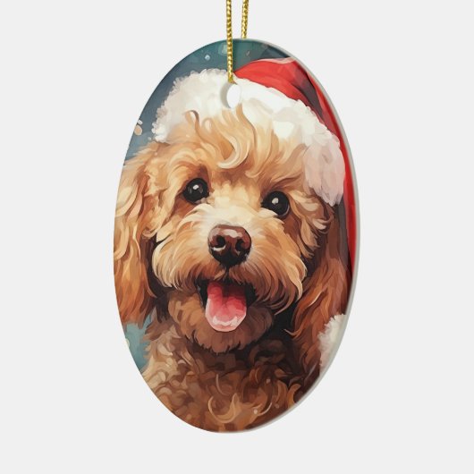 Poedel kerstversiering, cadeau voor Hondenliefhebb Keramisch Ornament (Links)