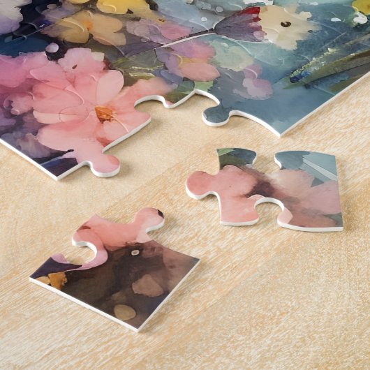 Poedel kleurrijke waterverf kunstwerk legpuzzel (Zijkant)