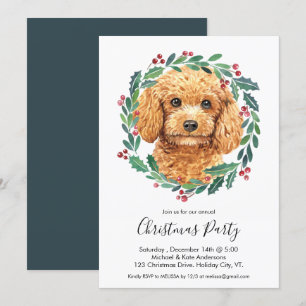 Poedel Leuke Hond Elegant Krans Kerstfeest Kaart