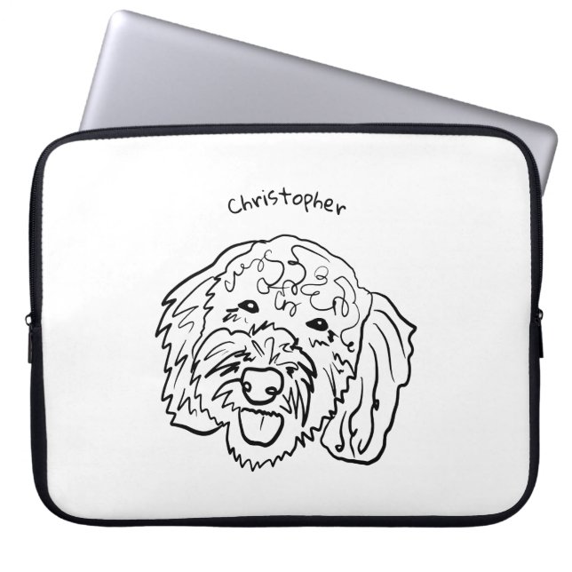 Poedel Liefde:  Lijn Art Laptop Mouw Laptop Sleeve (Voorkant)