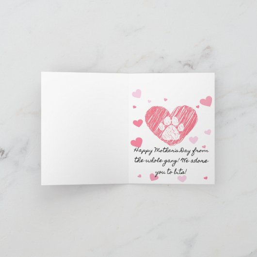 Poedel liefde voor moederdag bedankkaart (Binnen)