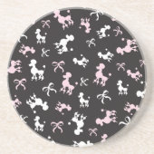 Poedel Liefhebber Roze en Zwart Wit Zandsteen Onderzetter (Voorkant)