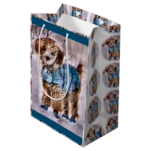 poedel liefhebbers kerst medium cadeauzakje (Achterkant Gekanteld)