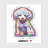 Poedel met Flowers Sticker (Vel)