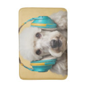 Poedel met hoofdtelefoon badmat (Voorkant Verticaal)