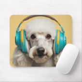 Poedel met hoofdtelefoon muismat (Met muis)